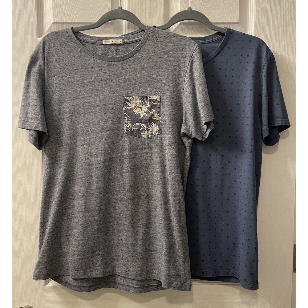 Marine Layer Mens Medium Tee T-Shirt Short Sleeve Blue Gray Lot Of 2